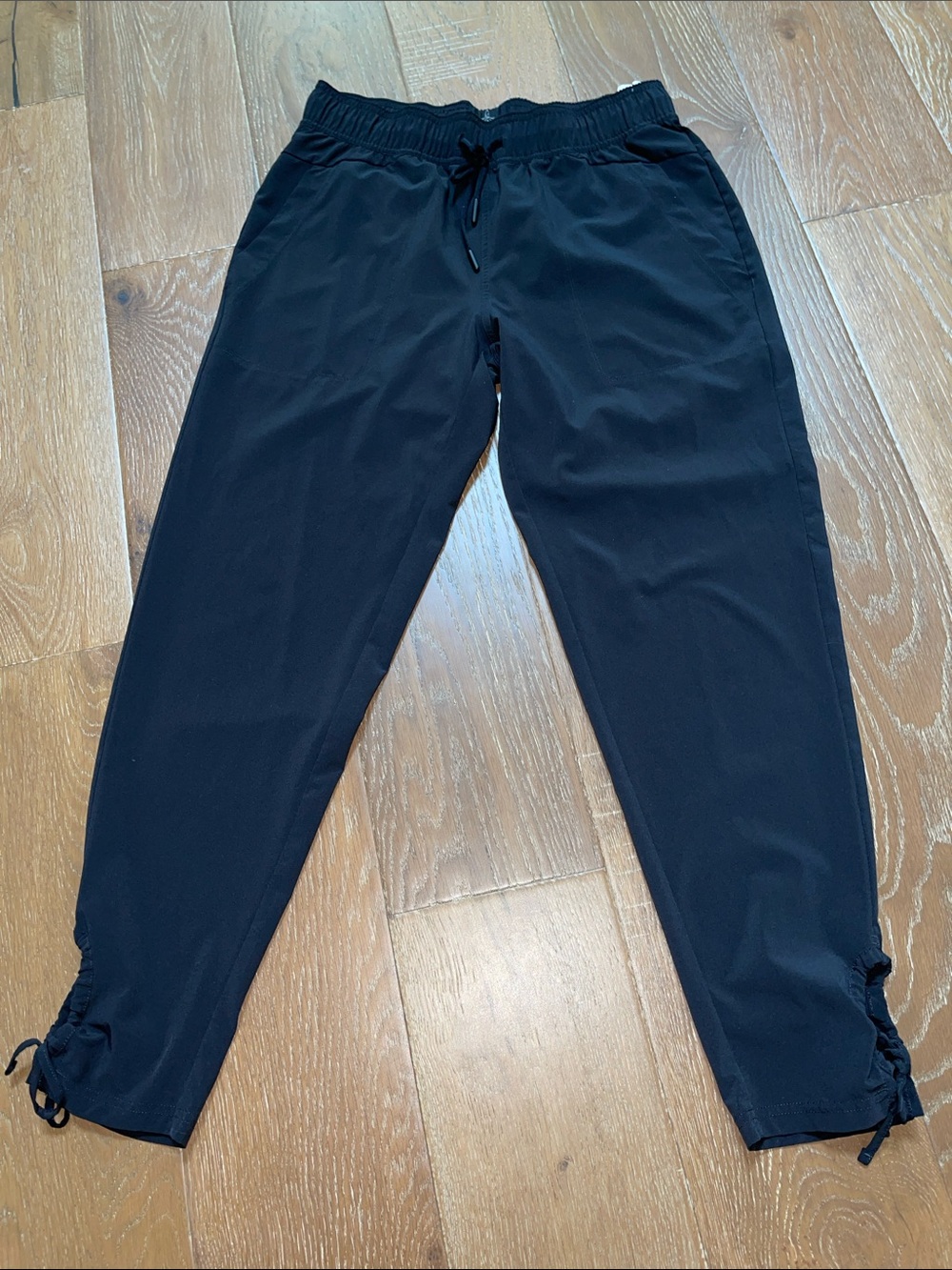 Prana Black Drawstring Joggers with Ankle Ties